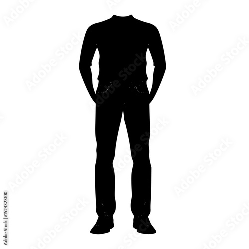 a black silhouette of a police officer with his hands on his hips black, hand, hip, man, police officer, silhouette, stand , Generative art.