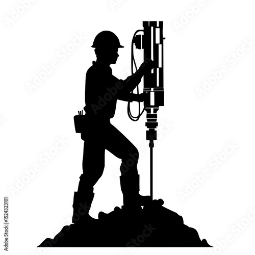 black silhouette of a worker on a transparent background black, man, silhouette, worker , Generative art.