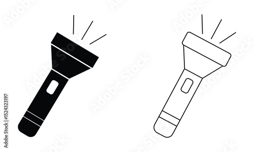 Torch, Flashlight icon vector. Silhouette of torch light, Spotlight, Flashlight icon, symbol design. Vector illustration.