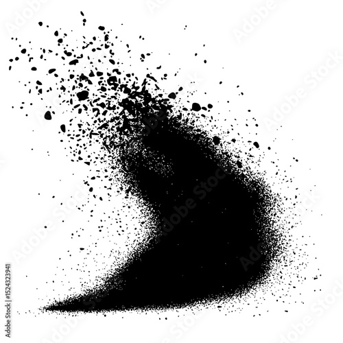 black powder splattered on a transparent background photo black, circle, powder, texture , Generative art.