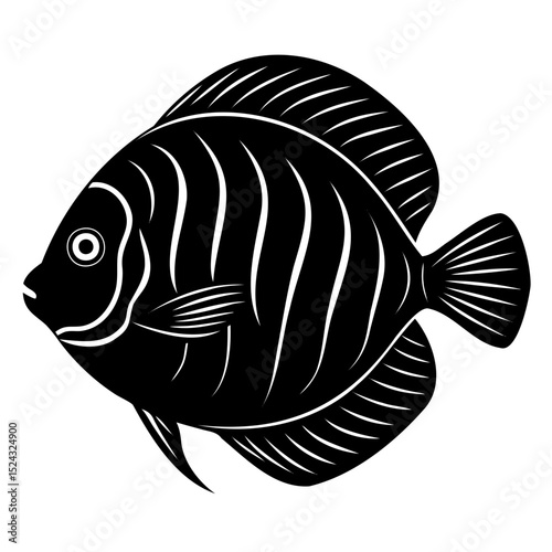 Discus fish vector silhouette black design with clear background