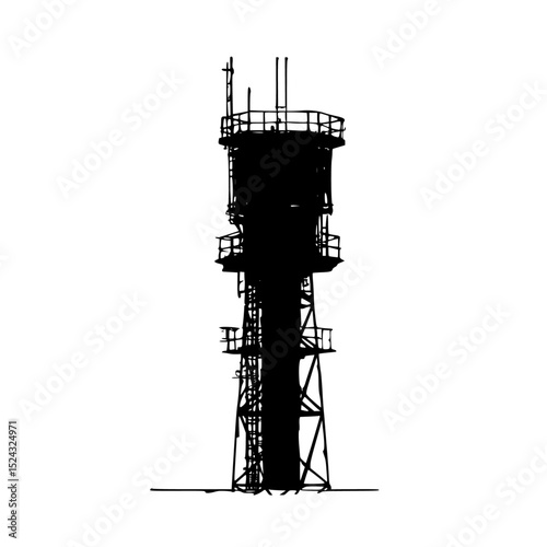 a black silhouette of a tower on a transparent background antenna, black, silhouette, tower , Generative art.