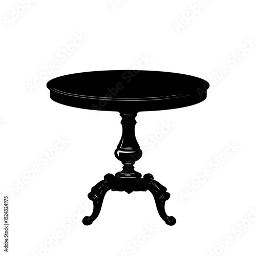 black silhouette of an antique table on a transparent background antique, black, icon, leg, silhouette, style, table , Generative art.