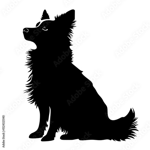 a silhouette of a dog sitting on a transparent background black, dog, silhouette, sit , Generative art.