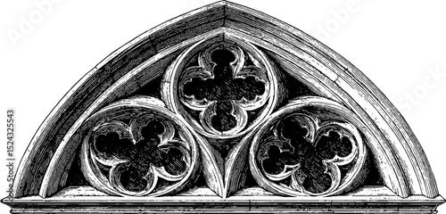 Detailed gothic tracery window design for architectural and historical art