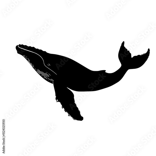 a black and white silhouette of a whale black, fly, silhouette, whale , Generative art.