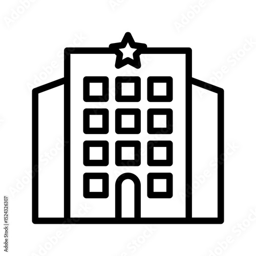 Hotel outline icon. Great for travel apps or accommodation UI.