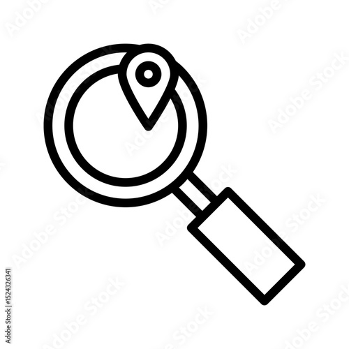 Search destination outline icon. Ideal for travel apps or planning UI.