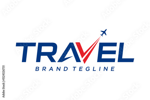 Travel agency logo design with airplane symbol in the words Travel. vector logo design template