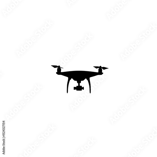 a black silhouette of a black and white aerial camera on a transparent background aerial, black, camera, drone, fly, silhouette , Generative art.