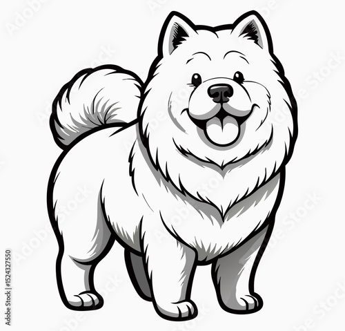 Cute Cartoon Chow Chow Dog Illustration