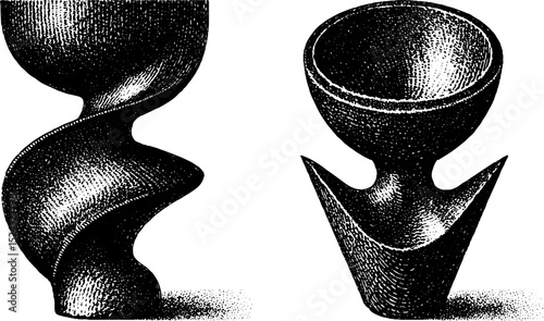 Modern abstract ceramic engraved illustration collection for artistic design