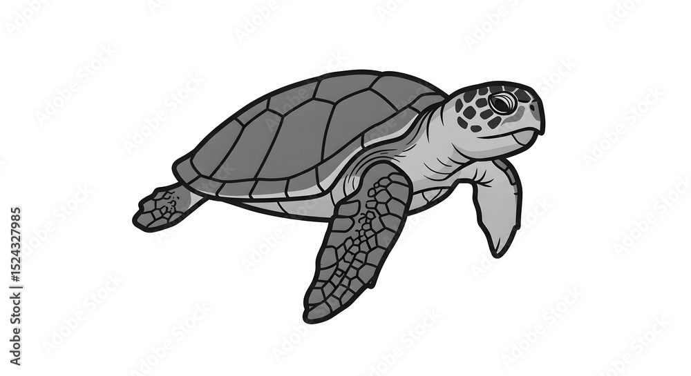 Obraz premium Black and White Drawing of a Sea Turtle Celebrating World Sea Turtle Day protection 