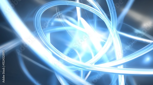 Glowing blue light trails abstract design