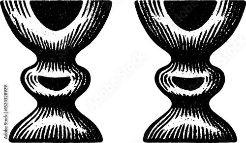 Engraved prehistoric figurine illustration set for historical art and design projects