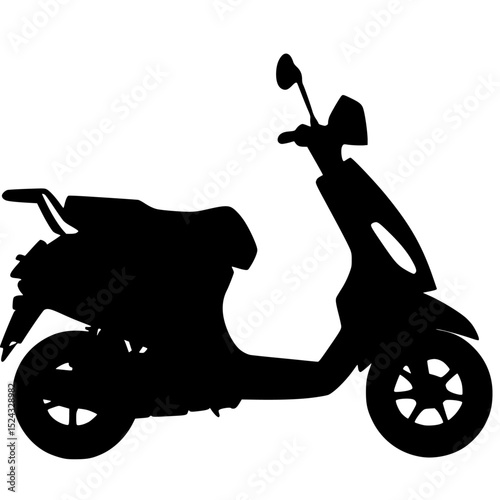 a black silhouette of a moped or scooter black, moped, motor scooter, motorcycle, scooter, silhouette , Generative art.