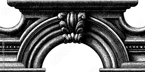 Engraved renaissance architrave design illustration for historical art projects