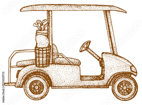 Golf cart vintage illustration