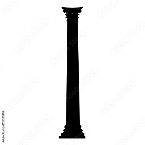 black silhouette of a column on a transparent background black, column, icon, pillar, silhouette, style , Generative art.