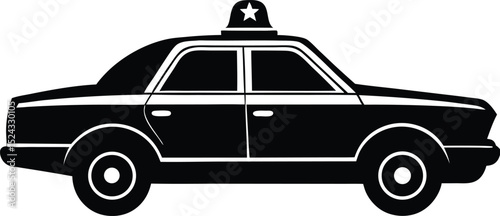 Silhouette illustration of a black police car with star badge topper