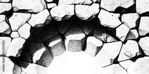 Engraved illustration of segmented arch vault in detailed stonework design