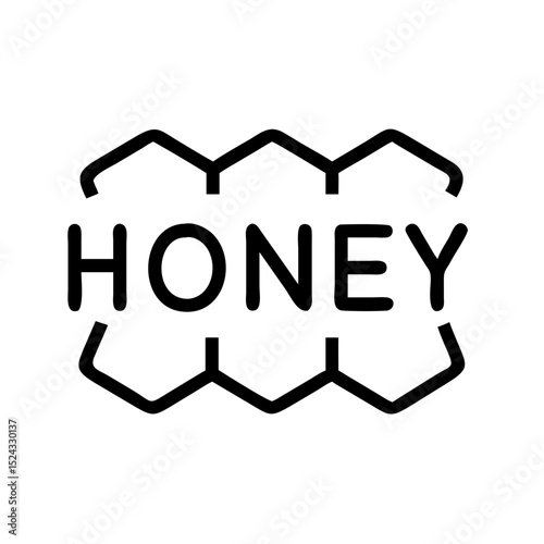 Honey text icon with hexagon pattern in minimalistic style  
