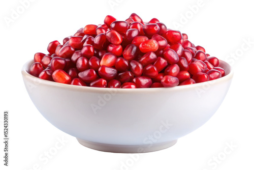 pomegranate seeds in bowl isolated on white
