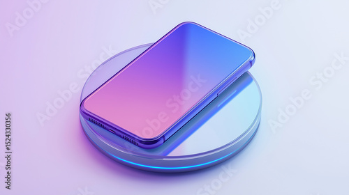 Glossy vector colorful mobile phone on wireless charger. photo