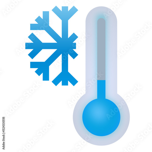 Cooling Temperature Icon – Thermometer with Snowflake Symbol