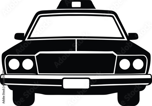 Front-facing classic taxi car silhouette in bold minimalistic style