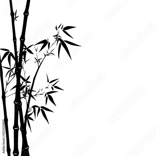 a black silhouette of a tree on a transparent background bamboo, black, silhouette, top, tree , Generative art.