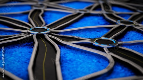 Abstract roads on blue background perspective