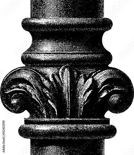 Victorian cast iron design engraving - classic architectural ornamentation illustration set