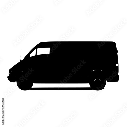 a black silhouette of a van on a transparent background black, car, silhouette, truck, van , Generative art.