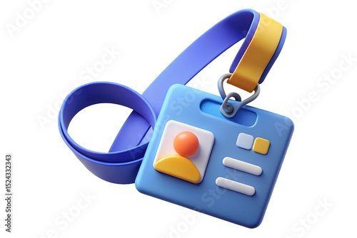 3d render of a blue id badge with lanyard