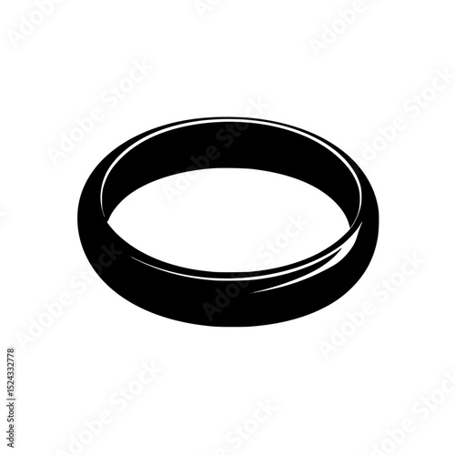black wedding ring icon in black 3d style on a transparent background 3d, black, icon, ring, style, surface, symbol, wedding ring , Generative art.