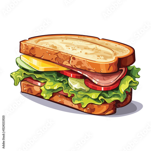 Professional Vector Illustration of a Delicious Sandwich Design for Various Purposes