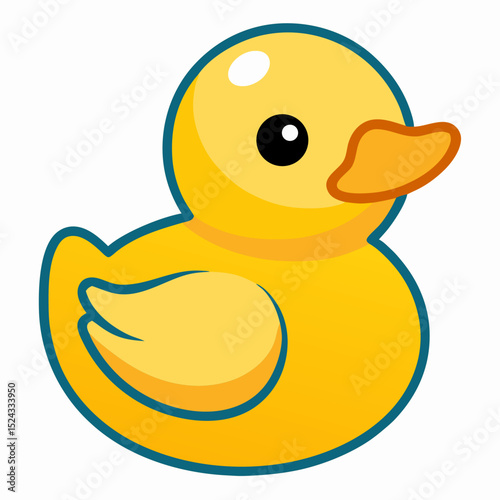 Cute Yellow Rubber Duck Cartoon Illustration