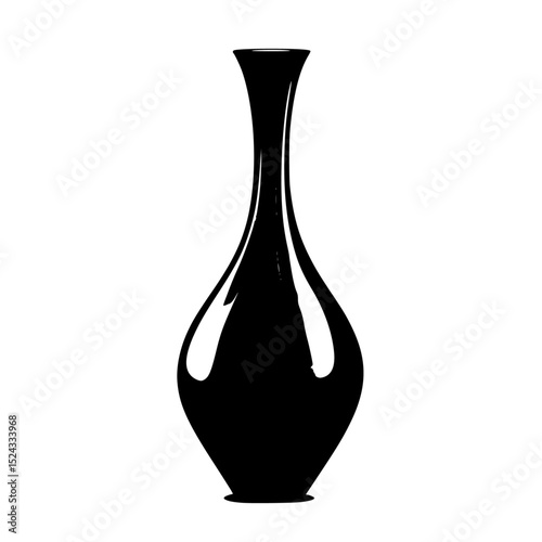 a black and white silhouette of a vase black, silhouette, vase , Generative art.