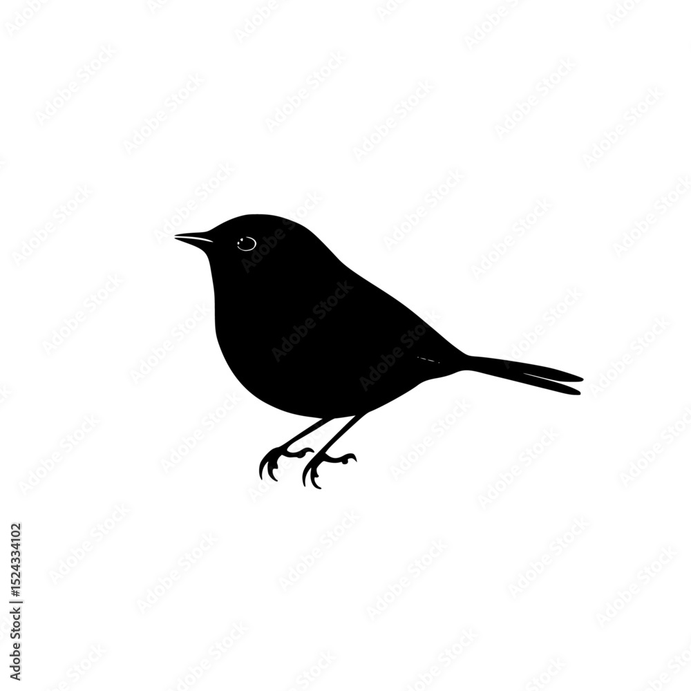 Obraz premium a black and white silhouette of a small bird bird, black, silhouette, small , Generative art.