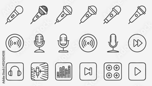 Enhance Your Audio Projects with Our Diverse Collection of Microphone Icons Music Elements Sound and Media Control Designs