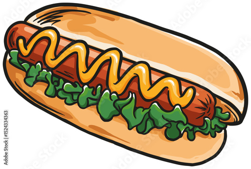 hot dog with mustard
