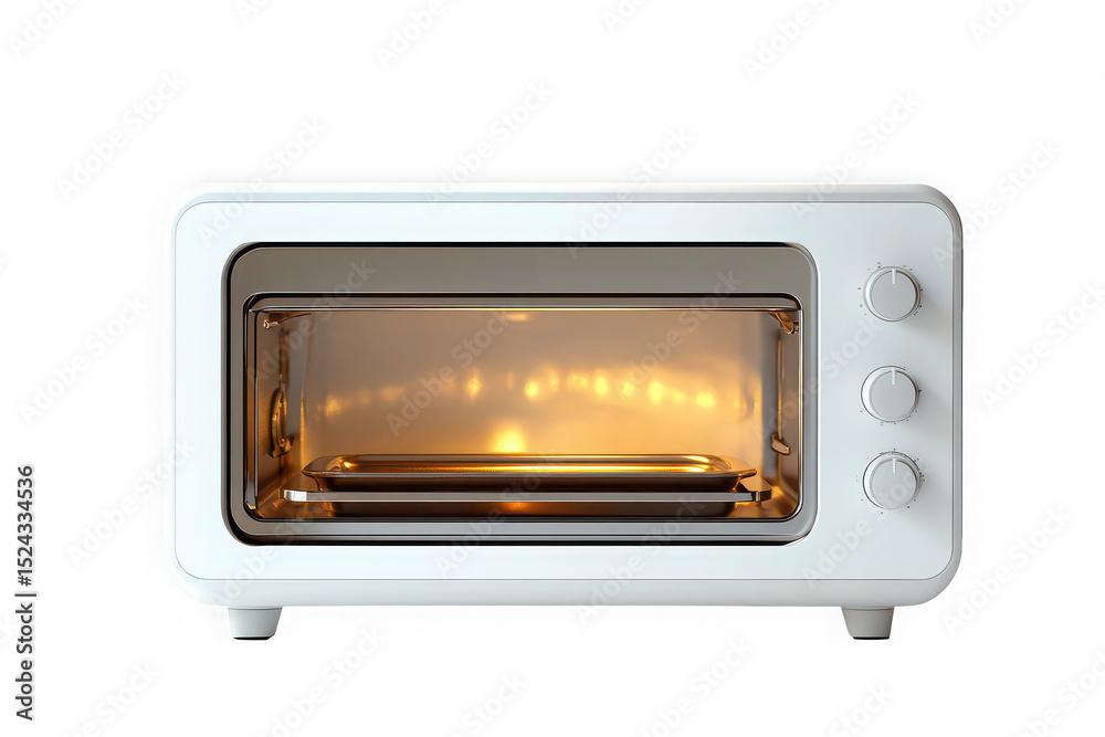 Fototapeta premium White small oven with tray isolated on transparent background