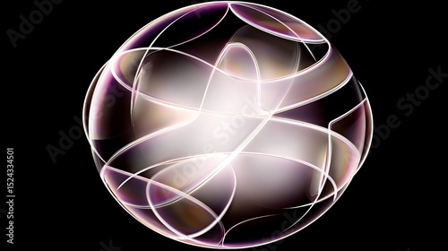 Abstract sphere with swirling luminous elements