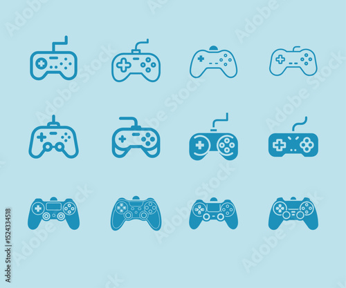 game pad icon set . and video game controller and Outline game . Vector illustration