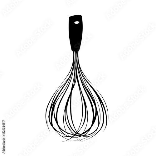 a black and white silhouette of a whisk on a transparent background black, onion, silhouette , Generative art.