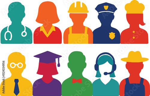 Diverse Professions Silhouettes for Stock Photo Usage