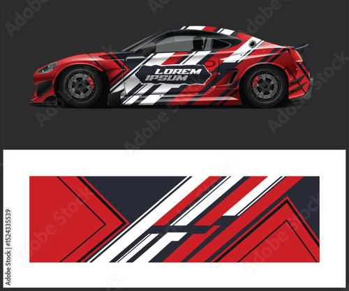 Red and Black Sport Car Wrap Design Template