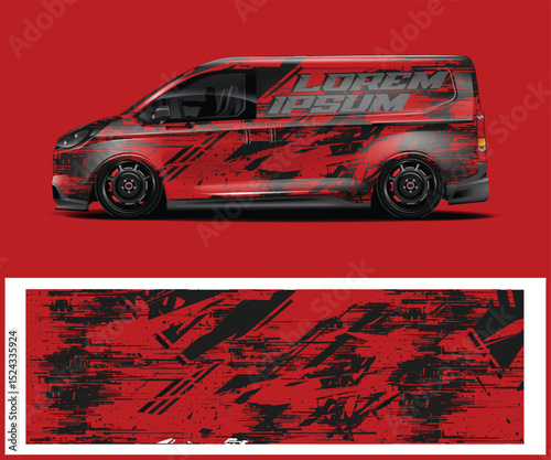 Red and Black Abstract Design Van Wrap Template