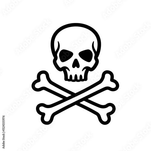 evil looking horror skull. Black background. Outline, vector, tattoo, halloween, poisonous, deadly, isolated